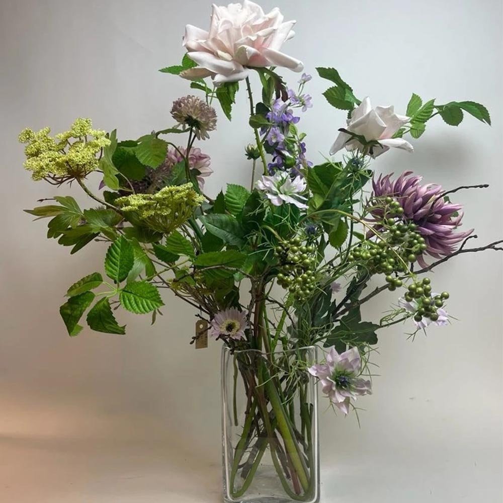 Elegant Pale & Purple Silk Flower Bouquet for sale